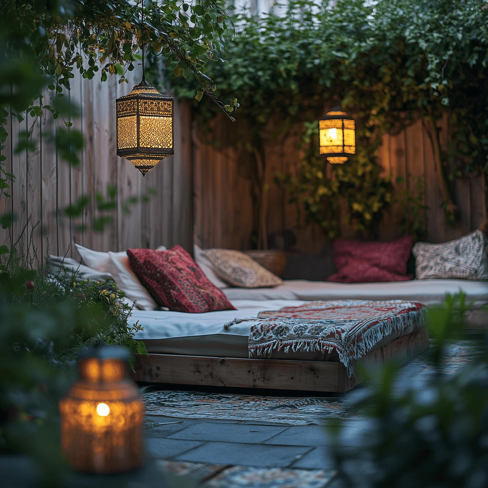 Exotic Moroccan style garden ideas with ornate metalwork furniture