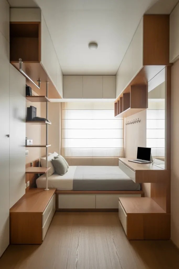 Tranquil bedroom layout idea focused on natural light and organic materials