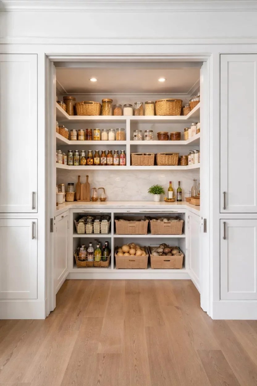 Stylish kitchen pantry cabinet ideas showcasing colorful doors and creative storage