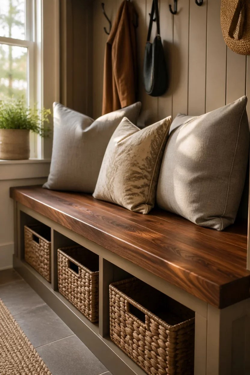 Sophisticated mudroom closet ideas with monochrome palette and sleek finish