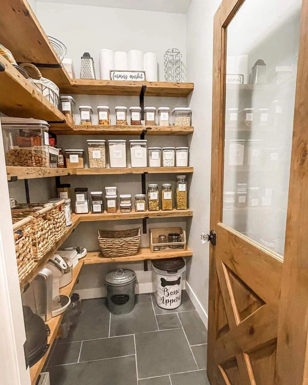 Bright, airy walk-in pantry ideas highlighted by large windows