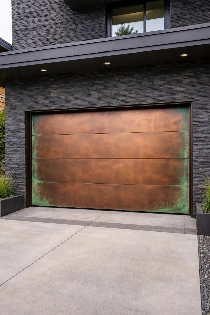 Contemporary garage door ideas with geometric patterns