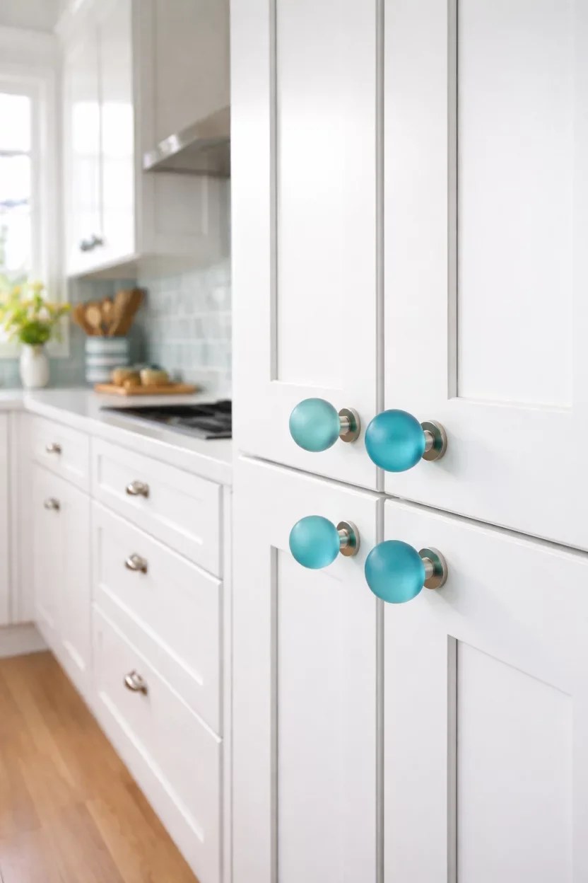Decorative glass jars filled with summer kitchen decor ideas.
