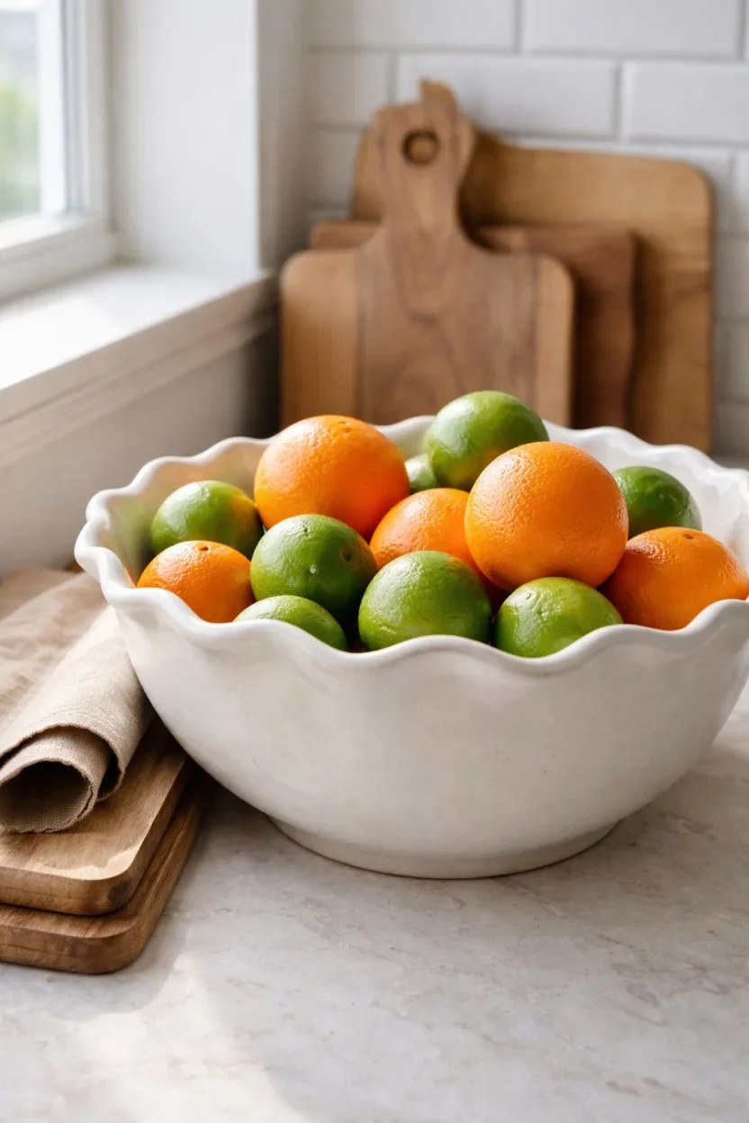 Rustic wooden table showcasing inviting summer kitchen decor ideas.