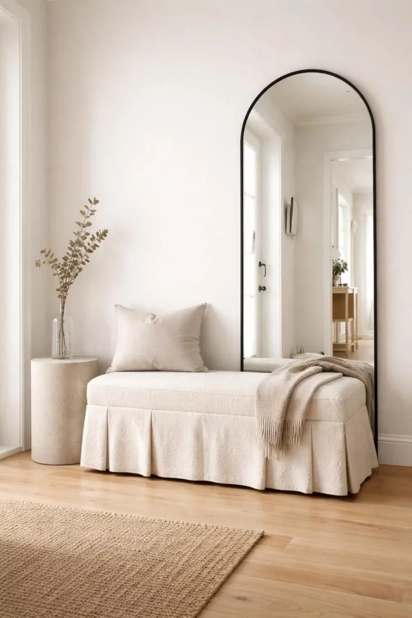 Bohemian entryway bench ideas adorned with decorative pillows