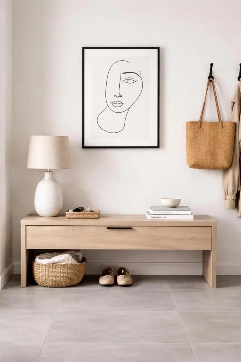 Vintage entryway bench ideas with intricate carvings and details