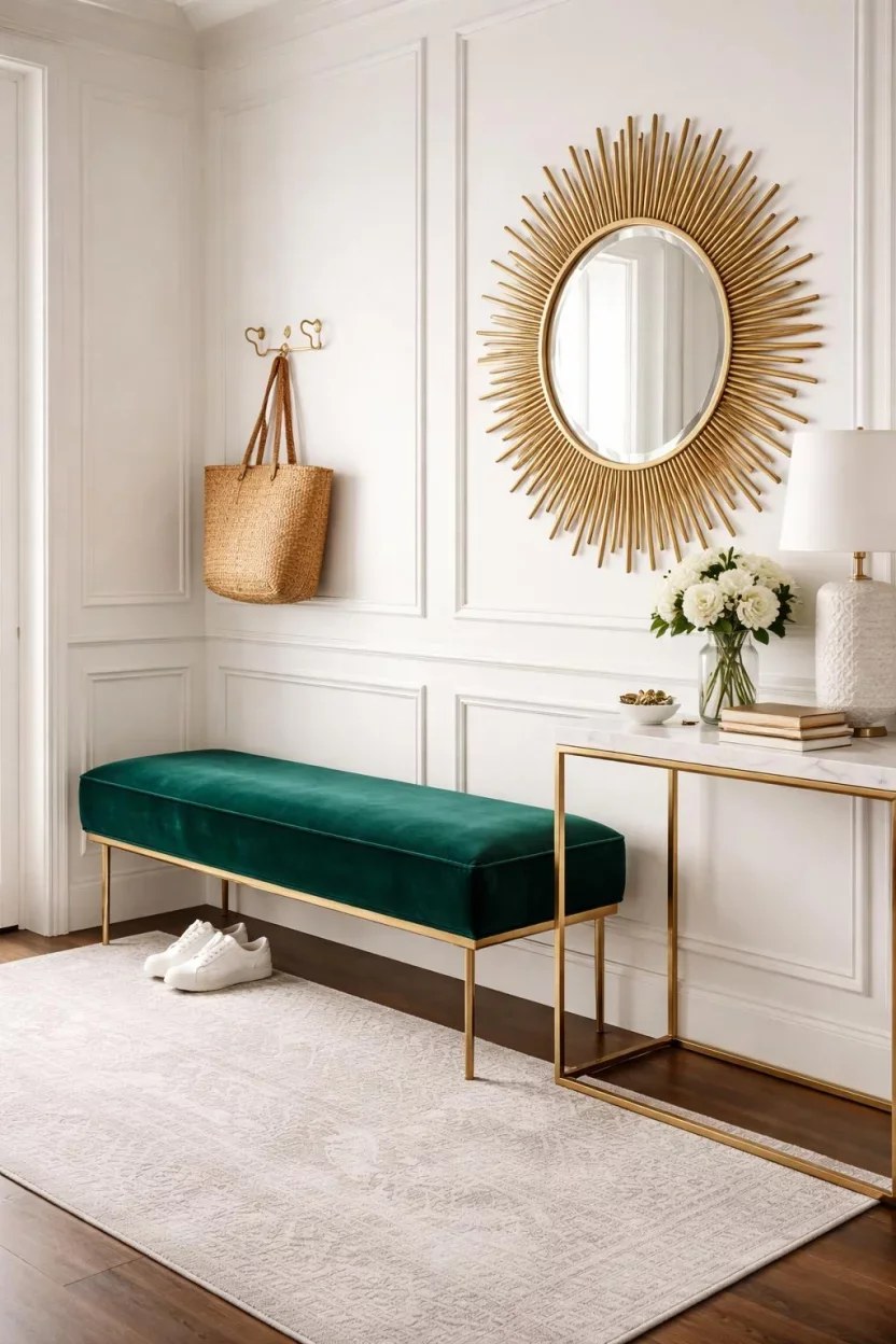 Functional entryway bench ideas combining seating and decor