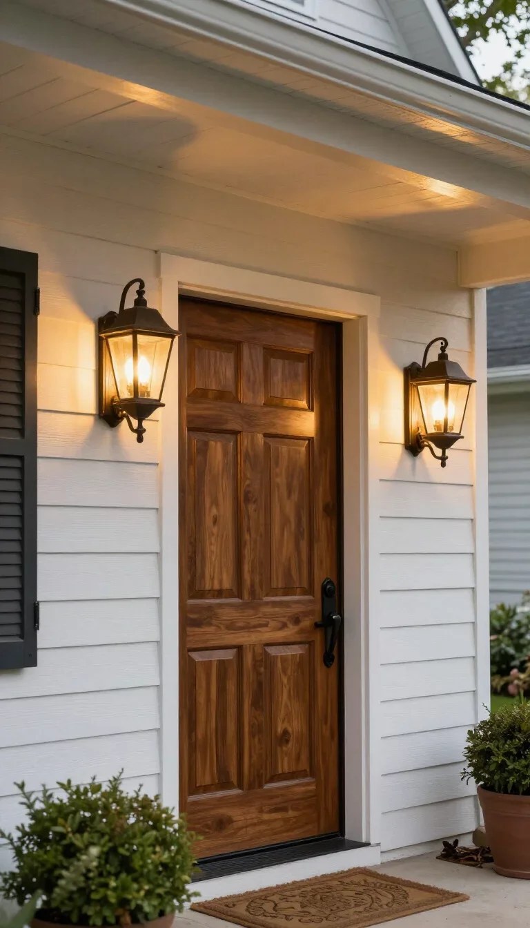 Illuminated stone sculptures offering artistic flair to front yard lighting ideas