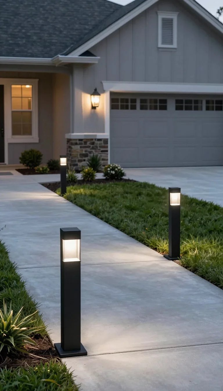 Elegant pathway markers guiding visitors with effective front yard lighting ideas