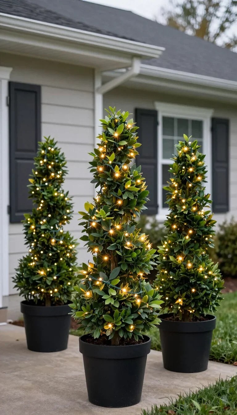 Rustic post lights enhancing the natural beauty in front yard lighting ideas